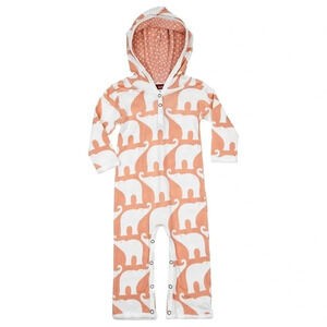 Milkbarn hooded‎ romper long sleeve rose elephant size 6-12 months